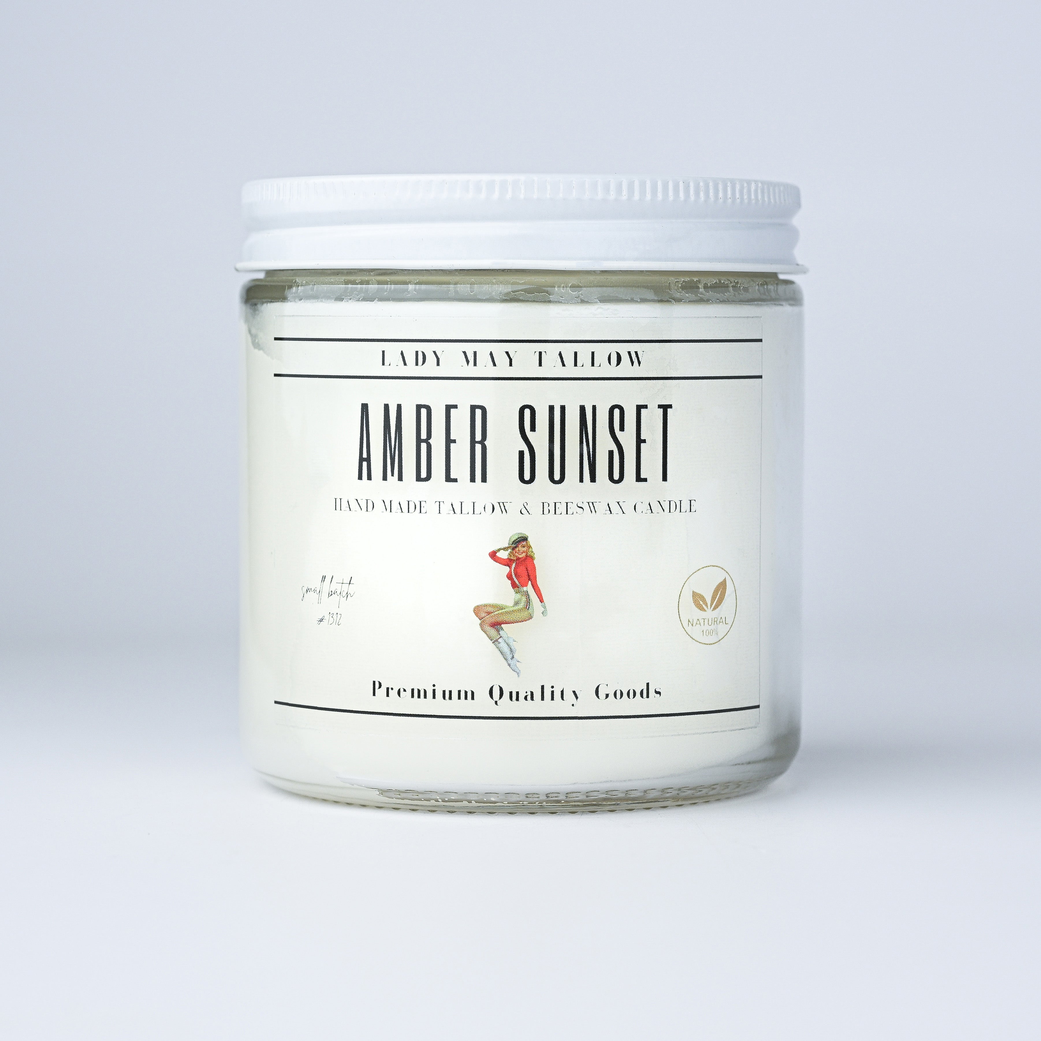 Amber Sunset Tallow Beeswax Candle | All Natural Non Toxic Clean Burning Lady May Tallow | Heirloom Boulevard