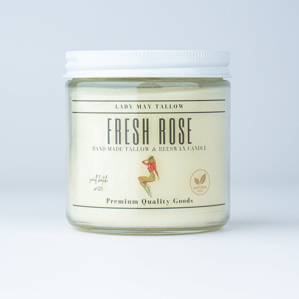 Rose-Scented Tallow & Beeswax Candle | Natural & Non-toxic Candle Lady May Tallow | Heirloom Boulevard