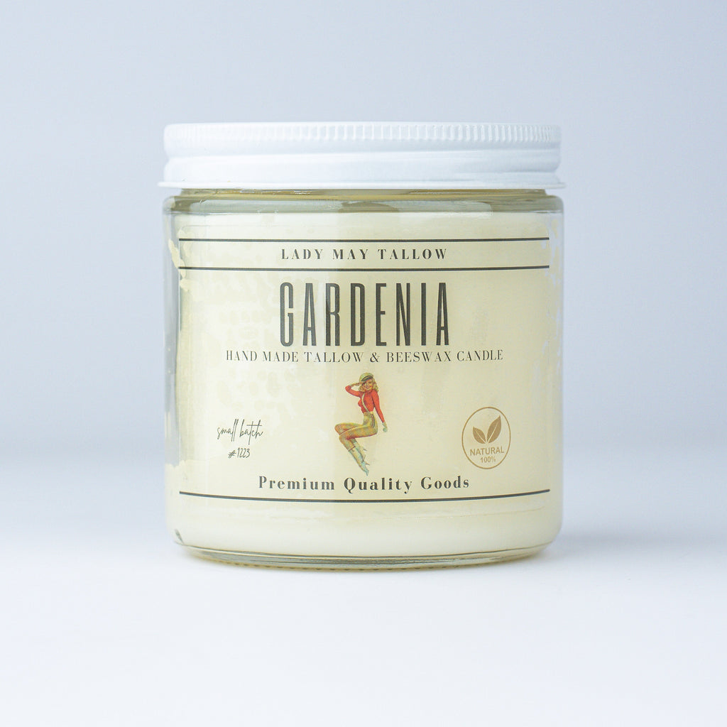 Gardenia-Scented Tallow & Beeswax Candle | Natural & Non-toxic Candle Lady May Tallow | Heirloom Boulevard