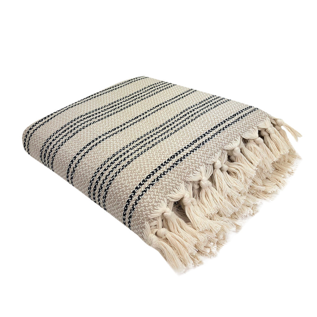 Woven Stripe Turkish Throw SLATE + SALT | Heirloom Boulevard