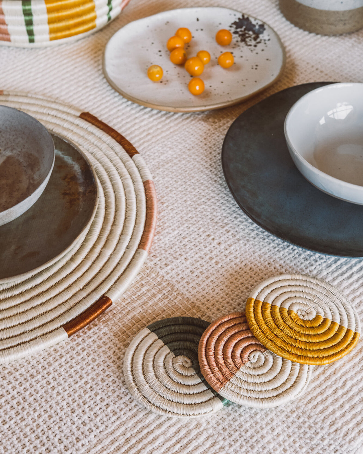 Monserrate Woven Coaster Sets - 4 colors atacama home | Heirloom Boulevard