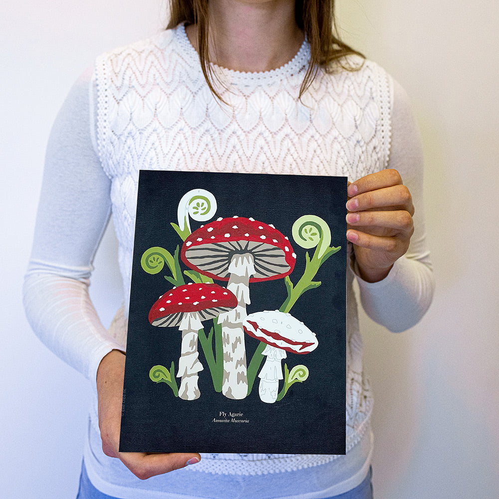 Elle Crée Fly Agaric Mushrooms | 8x10 paint-by-number kit | Heirloom Boulevard