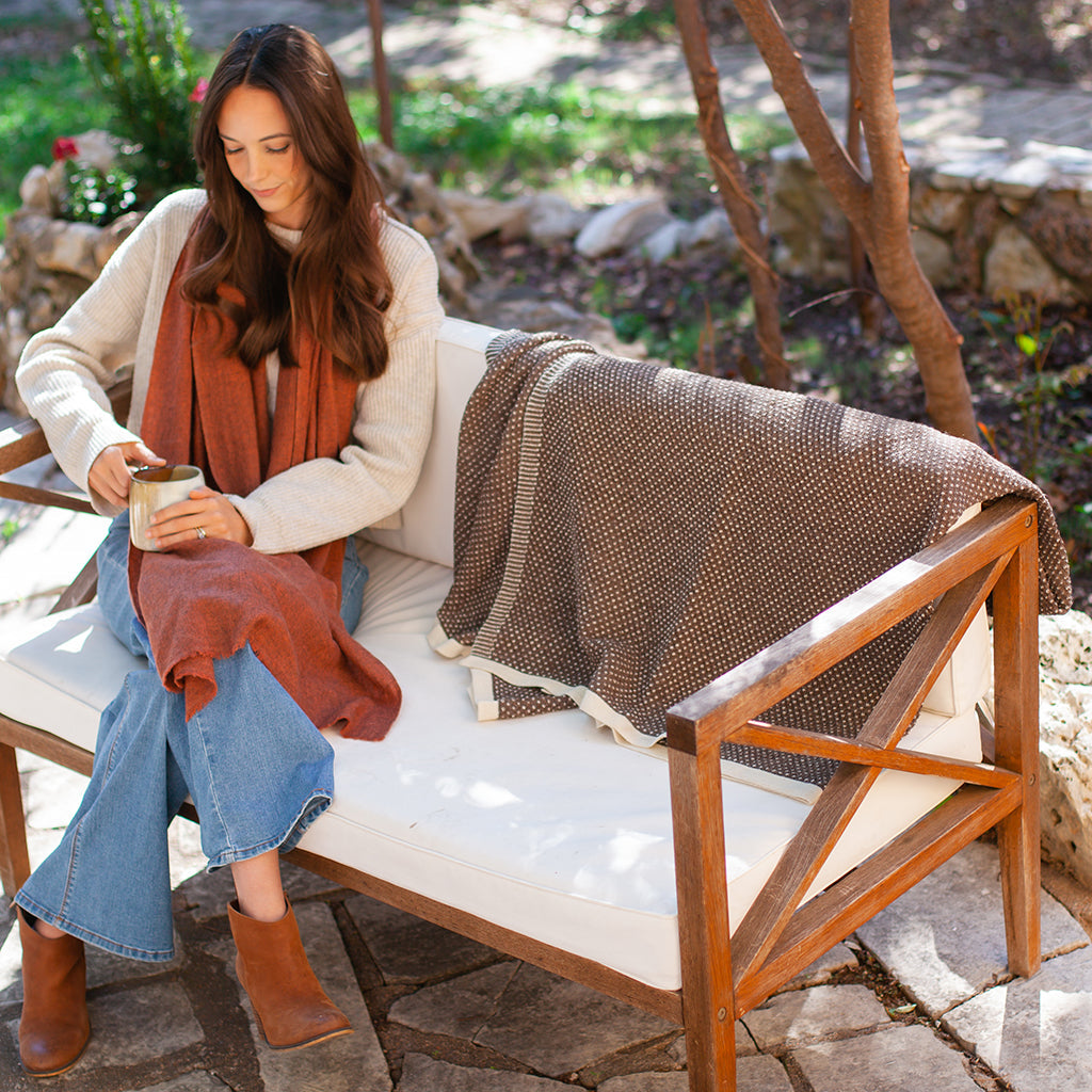 Cocoa Dot Reversible Alpaca Throw SLATE + SALT | Heirloom Boulevard