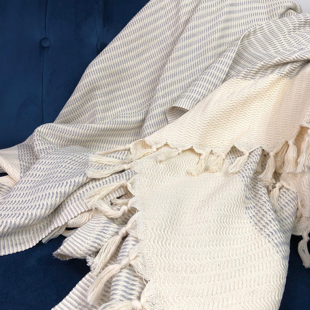 Plush Wavy Turkish Throw SLATE + SALT | Heirloom Boulevard
