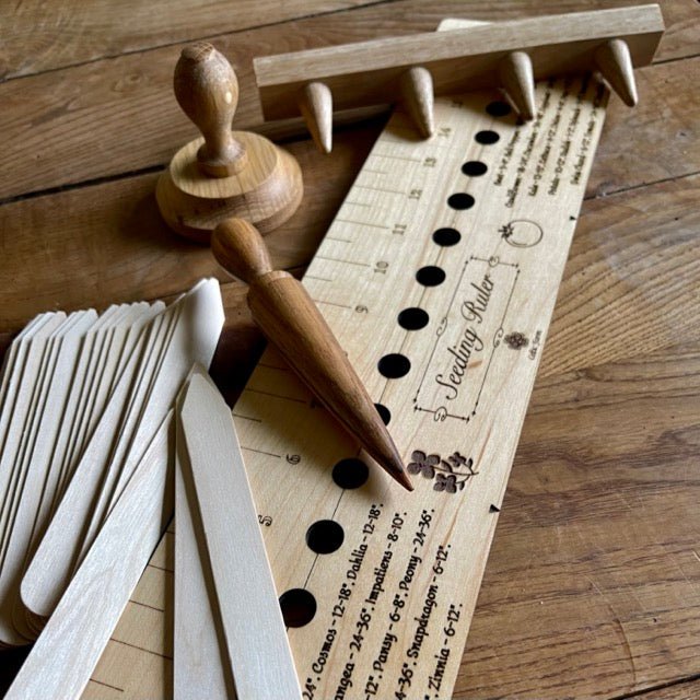 The Celtic Farm Garden Gift Set - American Hardwood Seed and Bed Ruler, Dibblers, Pot Tamper and Markers | Heirloom Boulevard