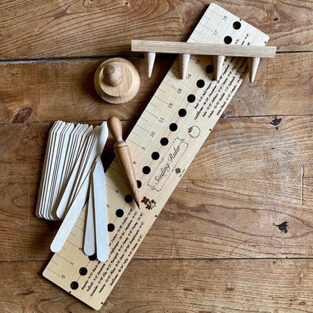 The Celtic Farm Garden Gift Set - American Hardwood Seed and Bed Ruler, Dibblers, Pot Tamper and Markers | Heirloom Boulevard