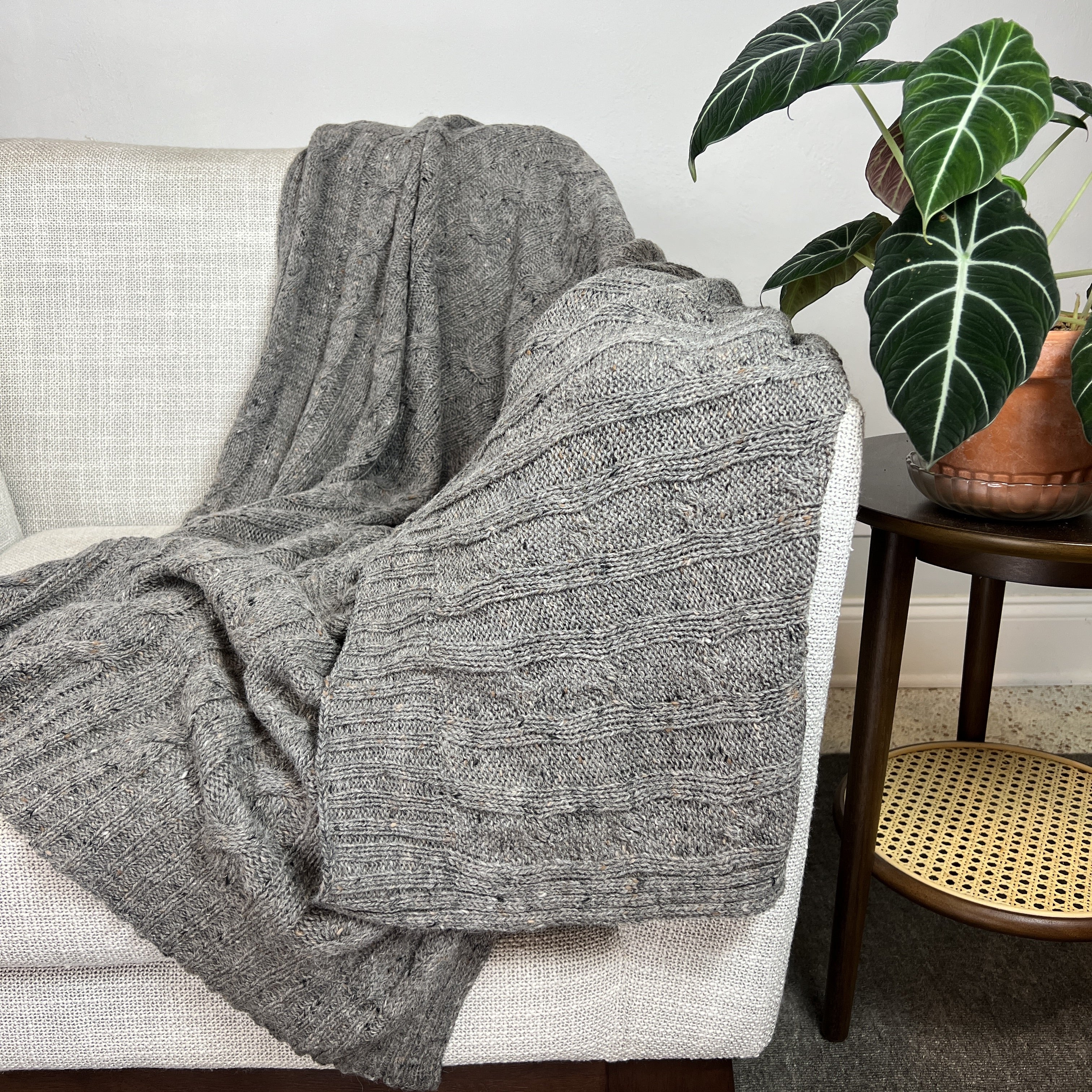 Smoke Gray Cable Knit Alpaca Throw SLATE + SALT | Heirloom Boulevard