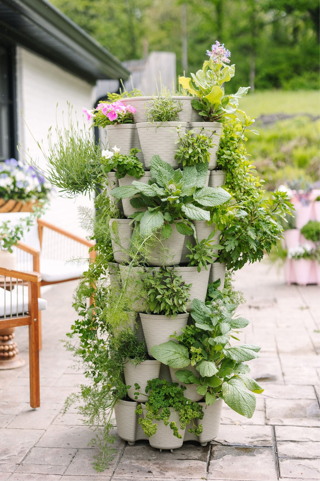 7 Tier GreenStalk Garden Leaf Vertical Planter - Basket Weave Texture Stunning Stone - Basket Weave Texture | Heirloom Boulevard