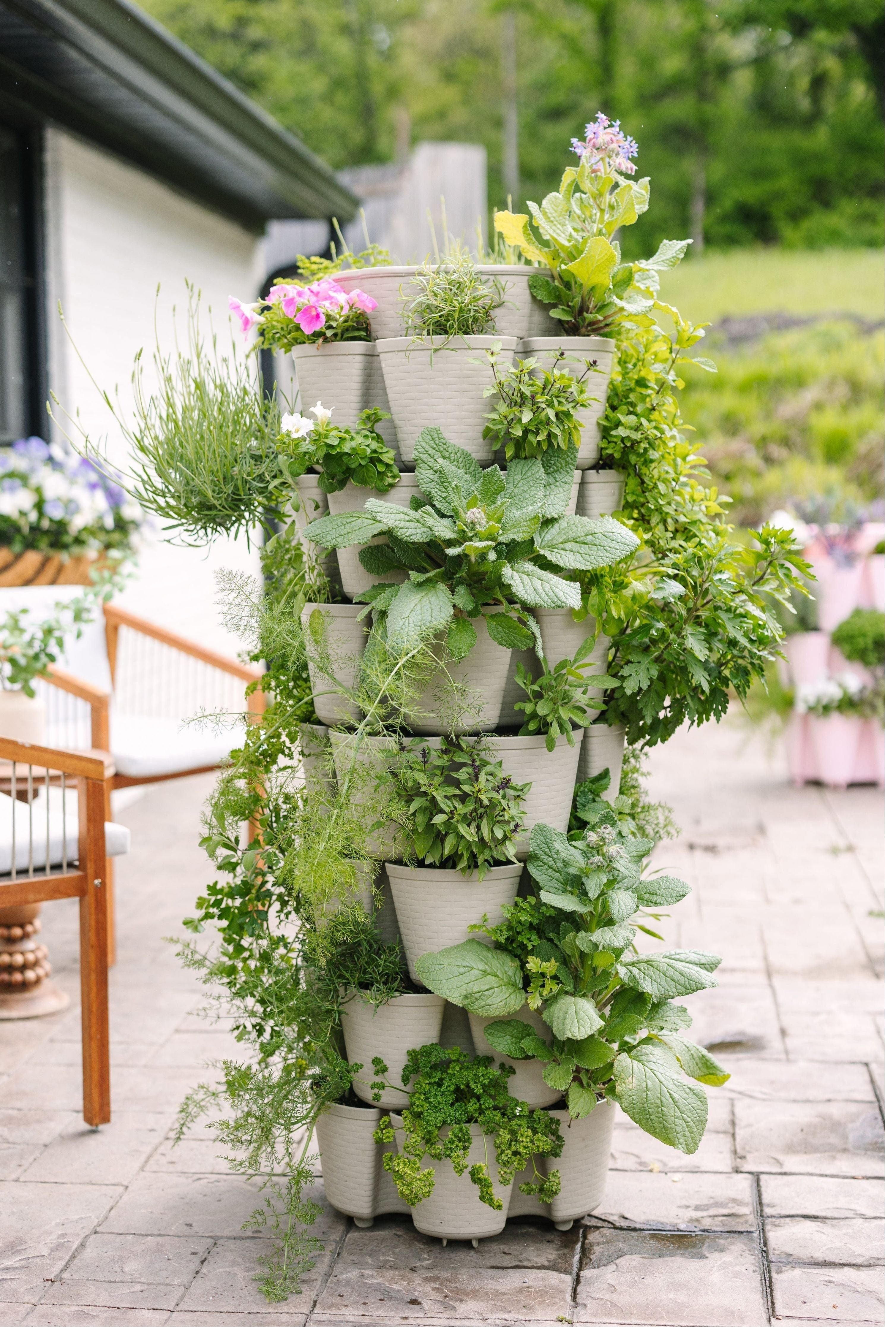 7 Tier GreenStalk Garden Leaf Vertical Planter - Basket Weave Texture Stunning Stone - Basket Weave Texture | Heirloom Boulevard