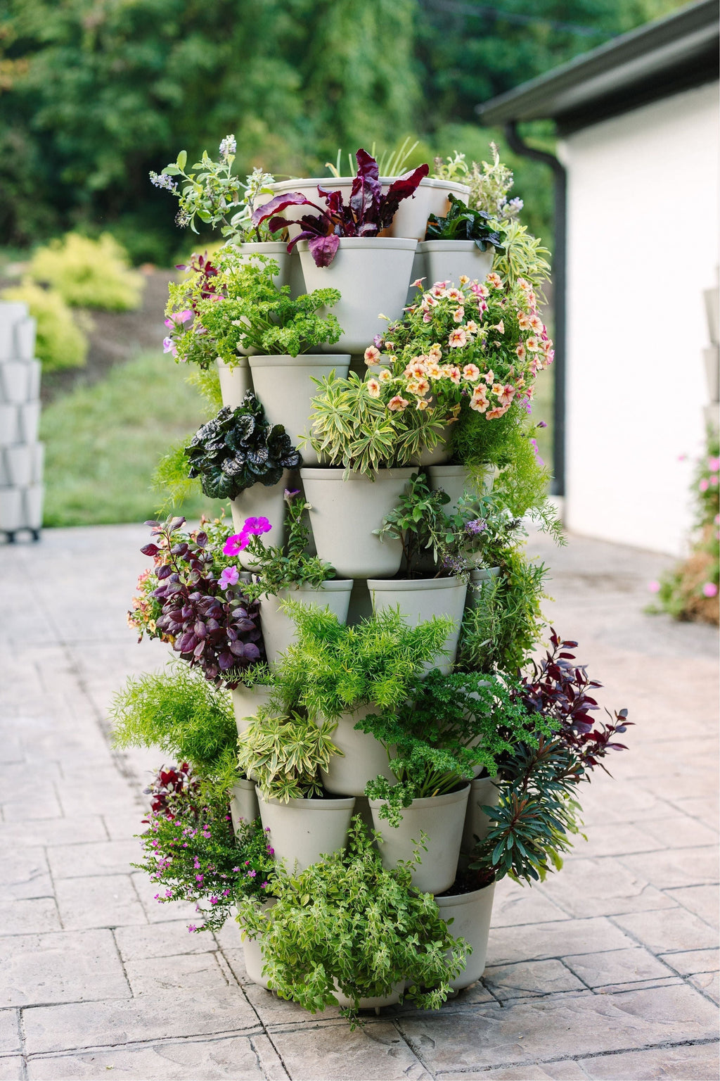 7 Tier GreenStalk Garden Leaf Vertical Planter - Basic Texture Stunning Stone - Basic Texture | Heirloom Boulevard