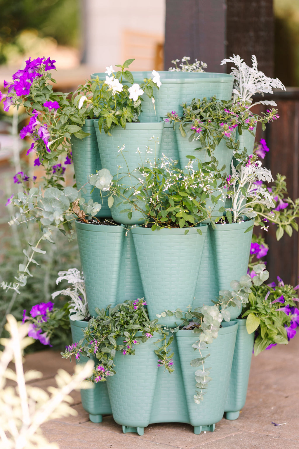 3 Tier GreenStalk Garden Original Vertical Planter - Basket Weave Texture Sage Green | Heirloom Boulevard