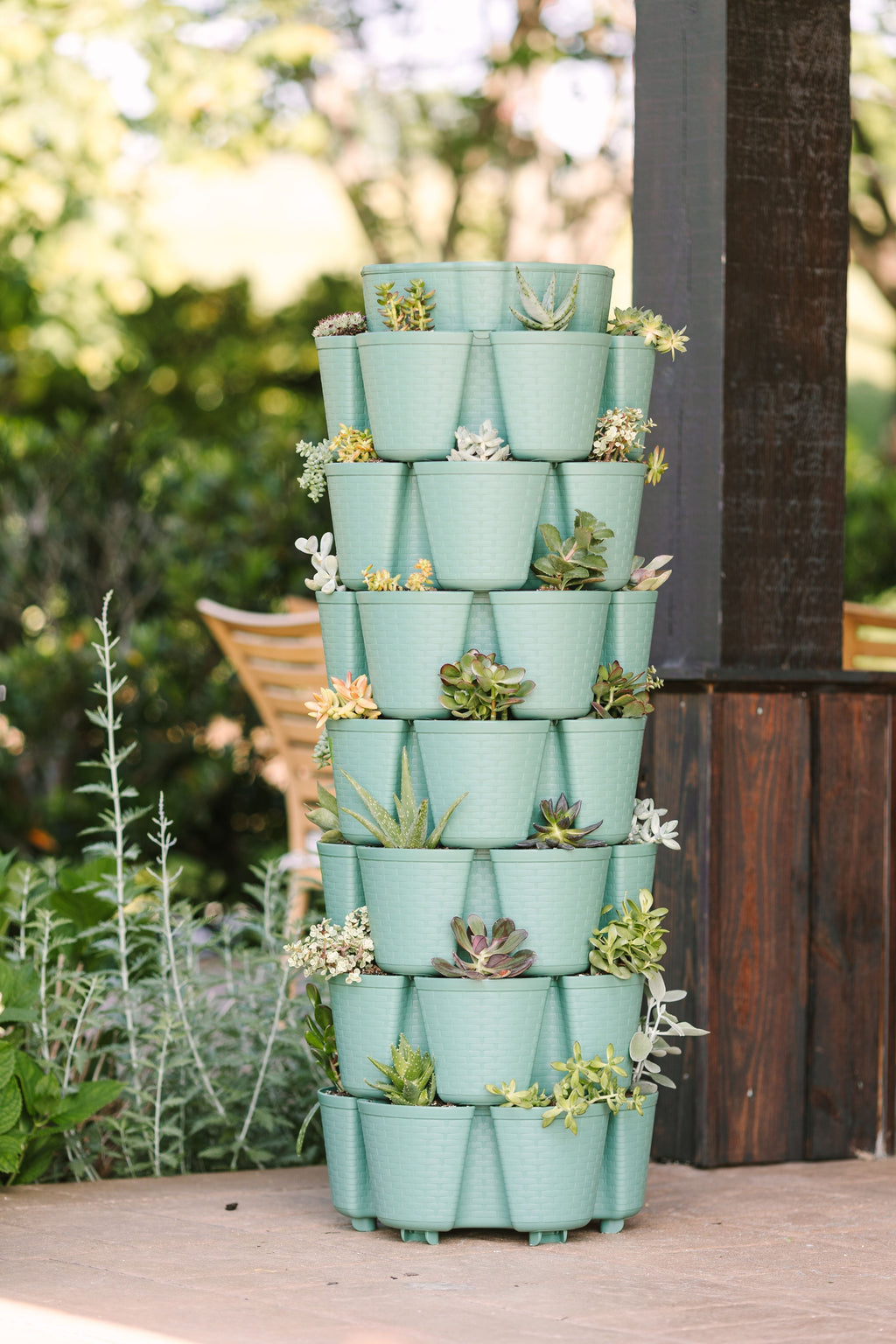 7 Tier GreenStalk Garden Leaf Vertical Planter - Basket Weave Texture Sage Green - Basket Weave Texture | Heirloom Boulevard