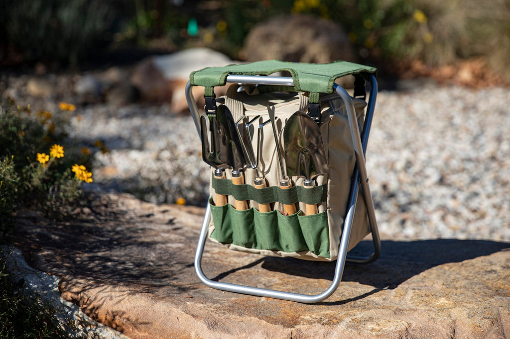 Oniva Gardener Folding Seat with Tools | Heirloom Boulevard