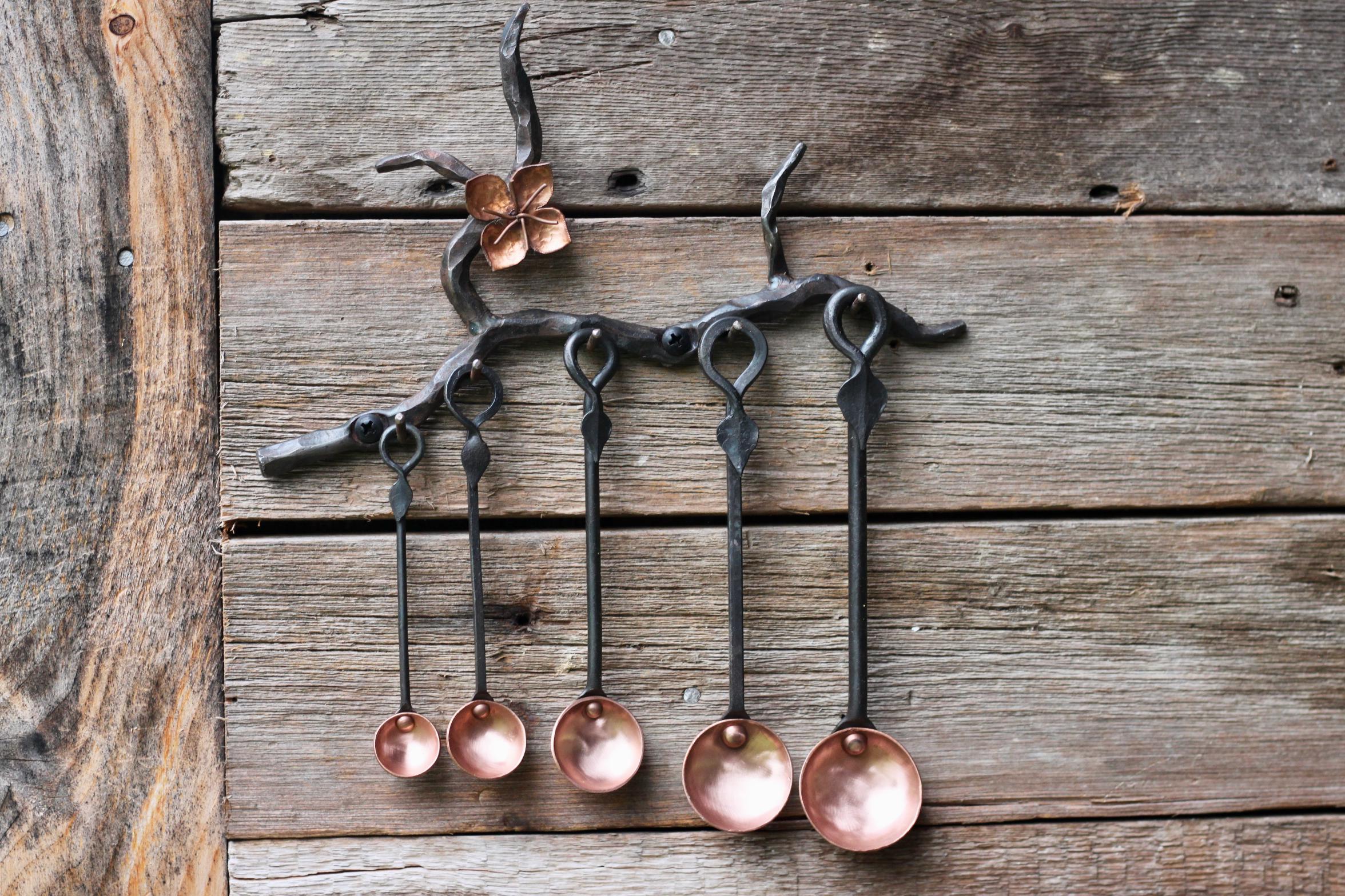 Wicks Forge Cherry Blossom Copper and Steel Spoon Set Default Title | Heirloom Boulevard