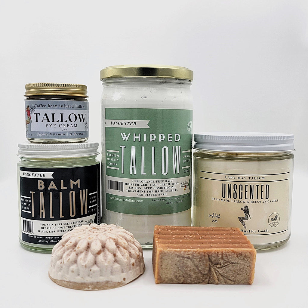 All-Natural DeluxeTallow Skin care and Candle Set Premium Quality All Natural Gift Box by The Lady May Lady May Tallow | Heirloom Boulevard