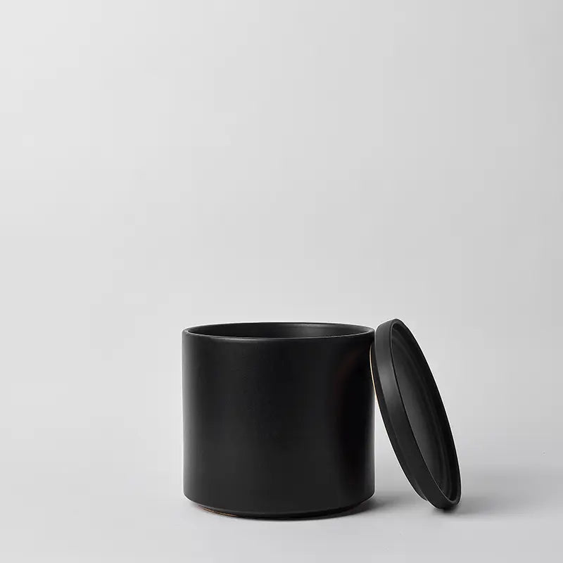 LBE Design Solid Goods - Ceramic Cylinder with Saucer Black 10 Inch | Heirloom Boulevard