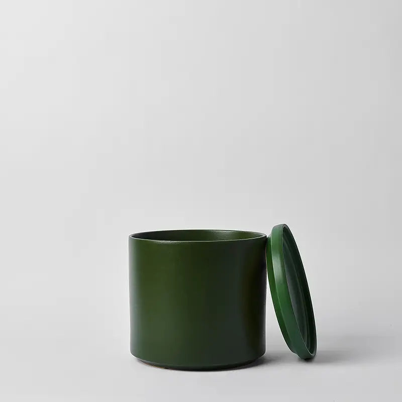 LBE Design Solid Goods - Ceramic Cylinder with Saucer Forest Green 10 Inch | Heirloom Boulevard