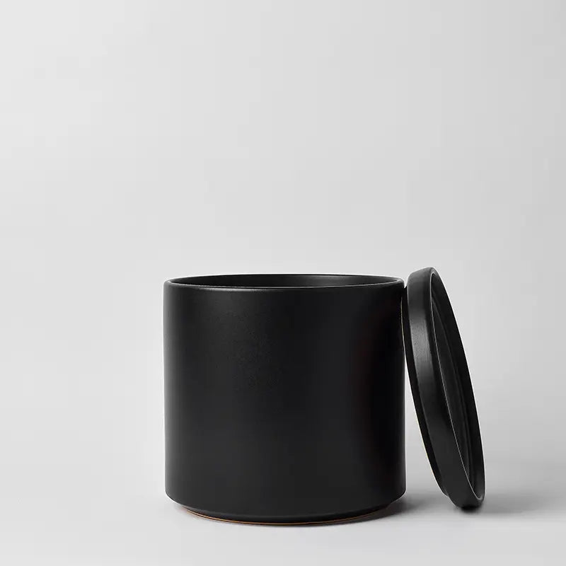 LBE Design Solid Goods - Ceramic Cylinder with Saucer Black 12 Inch | Heirloom Boulevard