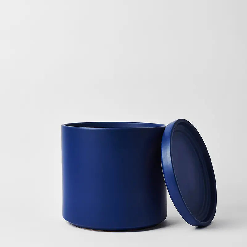 LBE Design Solid Goods - Ceramic Cylinder with Saucer Blue 12 Inch | Heirloom Boulevard