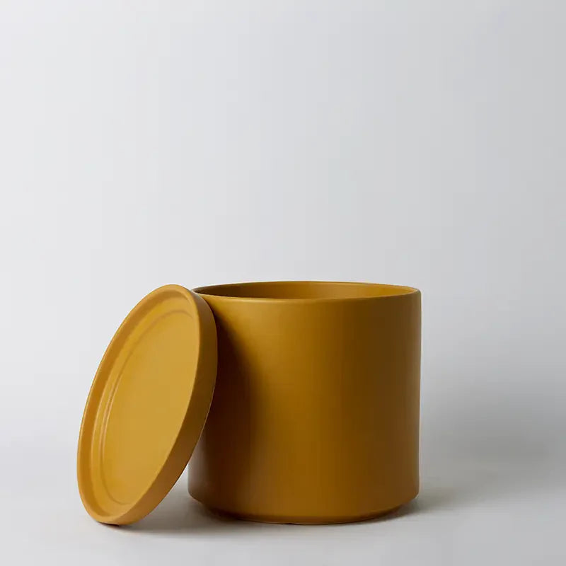 LBE Design Solid Goods - Ceramic Cylinder with Saucer Mustard 12 Inch | Heirloom Boulevard
