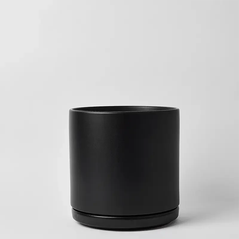 LBE Design Solid Goods - Ceramic Cylinder with Saucer Black 15 Inch | Heirloom Boulevard