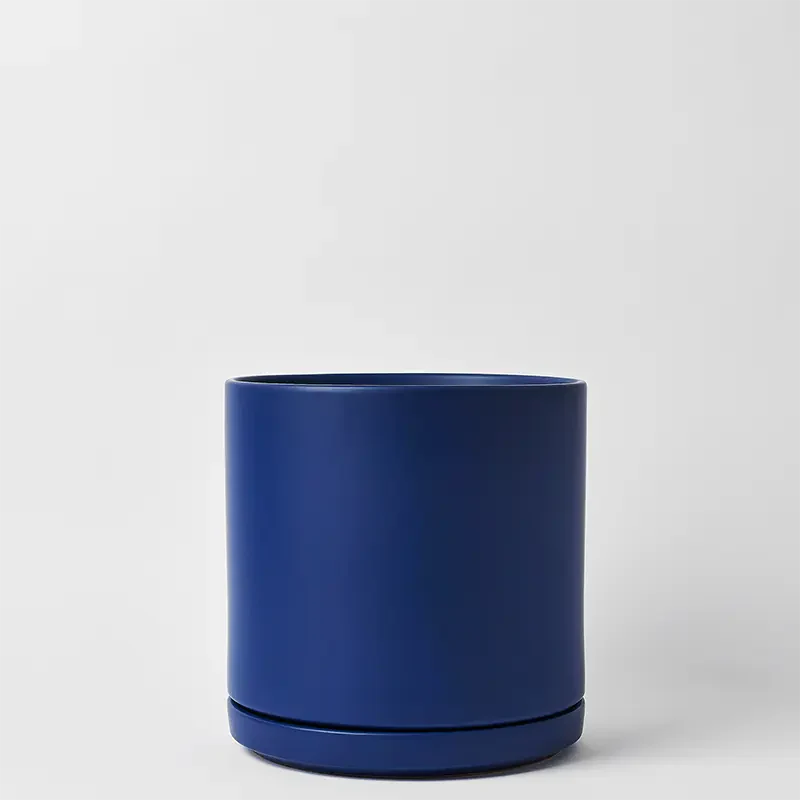 LBE Design Solid Goods - Ceramic Cylinder with Saucer Blue 15 Inch | Heirloom Boulevard