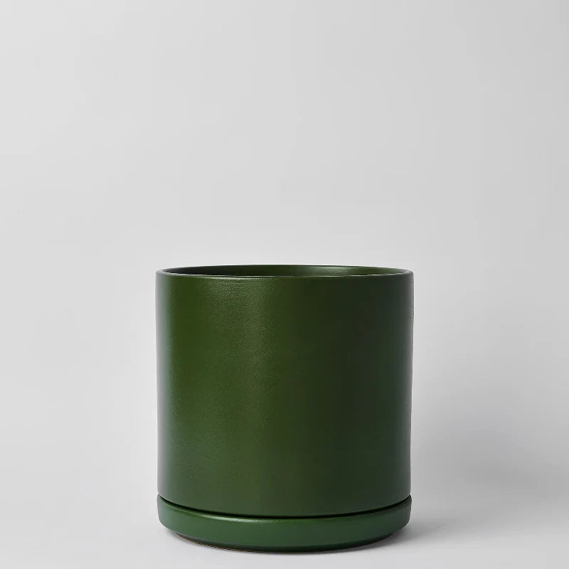 LBE Design Solid Goods - Ceramic Cylinder with Saucer Forest Green 15 Inch | Heirloom Boulevard