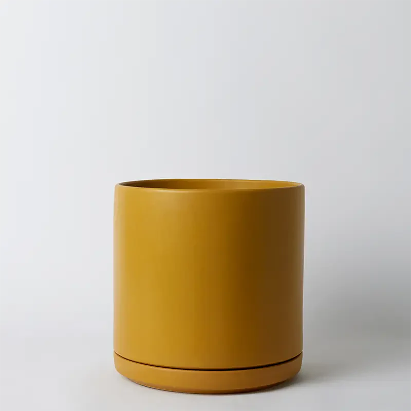 LBE Design Solid Goods - Ceramic Cylinder with Saucer Mustard 15 Inch | Heirloom Boulevard