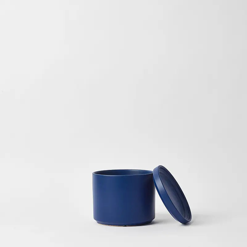 LBE Design Solid Goods - Ceramic Cylinder with Saucer Blue 6 Inch | Heirloom Boulevard