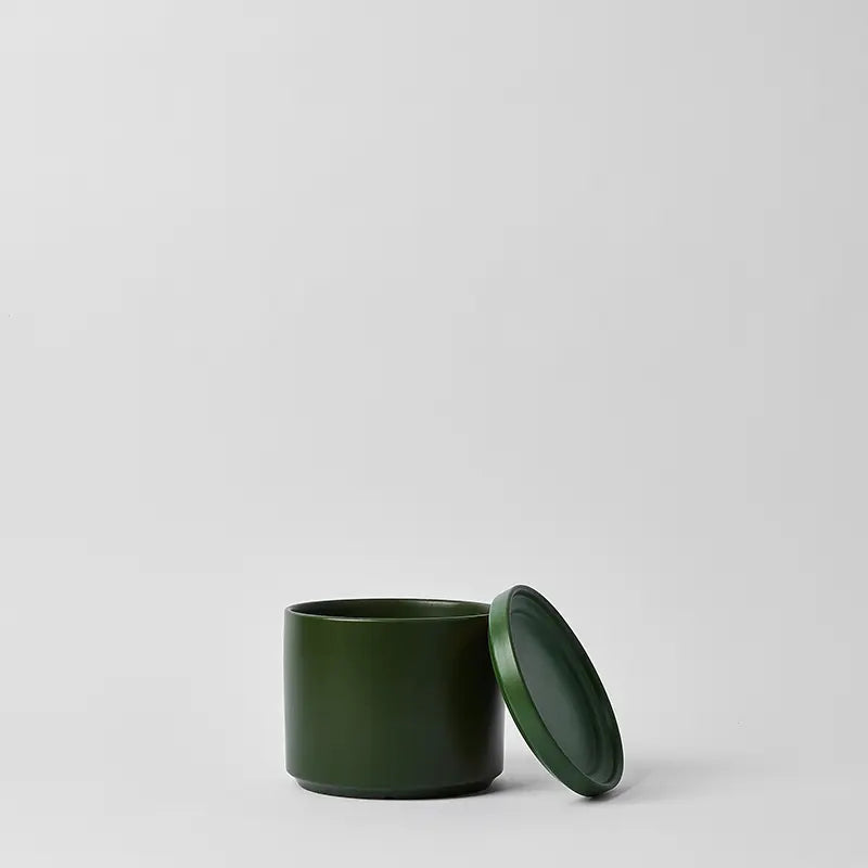 LBE Design Solid Goods - Ceramic Cylinder with Saucer Forest Green 6 Inch | Heirloom Boulevard