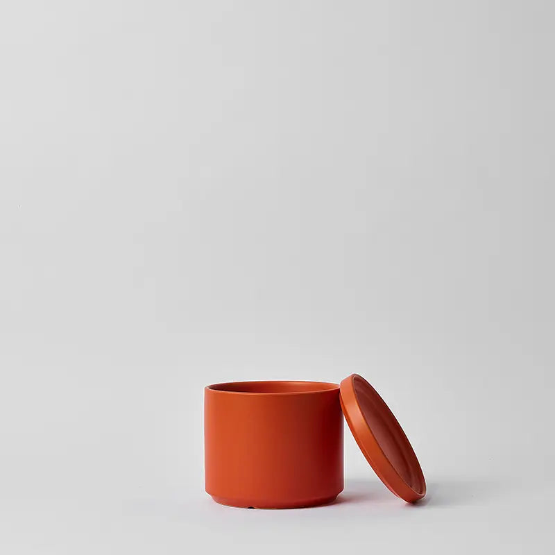 LBE Design Solid Goods - Ceramic Cylinder with Saucer Rust 6 Inch | Heirloom Boulevard