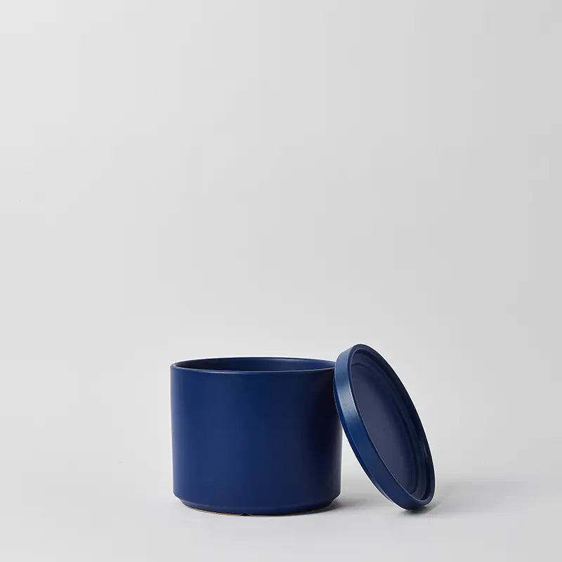 LBE Design Solid Goods - Ceramic Cylinder with Saucer Blue 8 Inch | Heirloom Boulevard