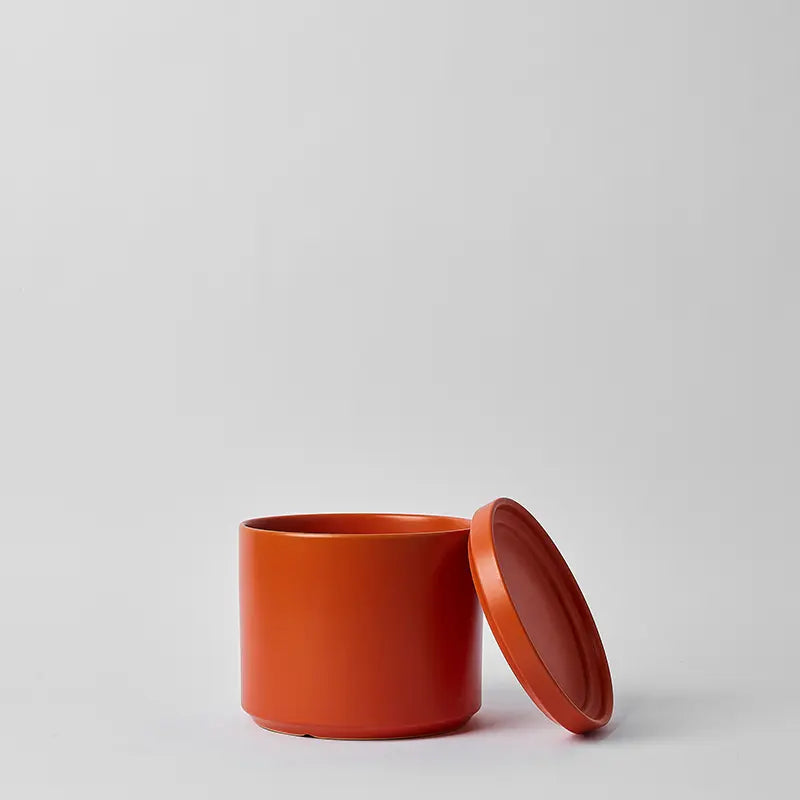 LBE Design Solid Goods - Ceramic Cylinder with Saucer Rust 8 Inch | Heirloom Boulevard