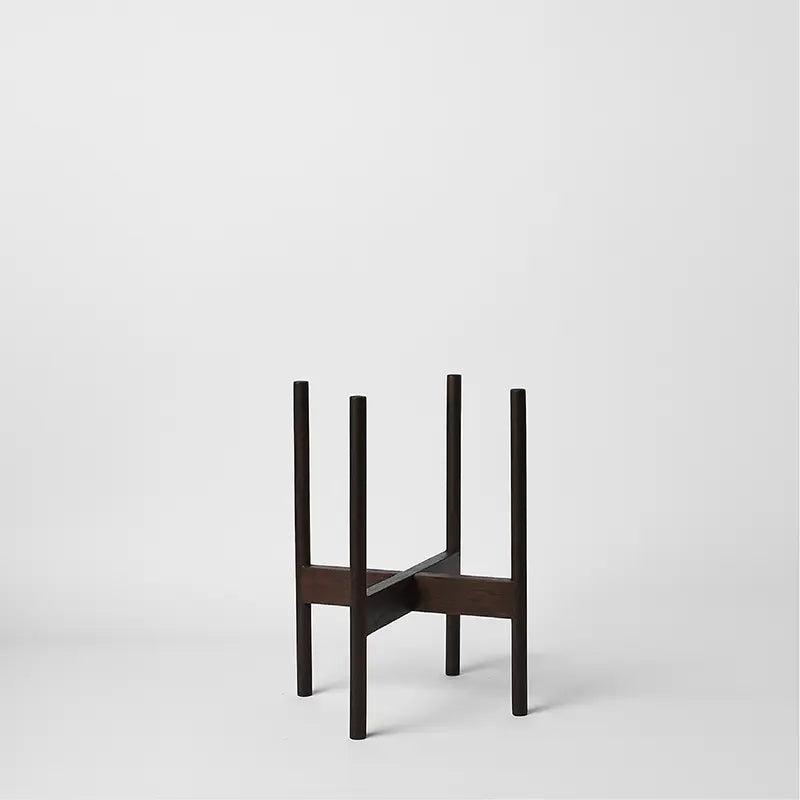 LBE Design Rounded Hardwood Plant Stand Darkened Teak 10 Inch | Heirloom Boulevard