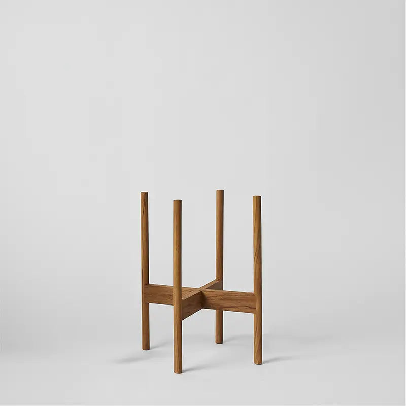 LBE Design Rounded Hardwood Plant Stand Natural Teak 10 Inch | Heirloom Boulevard