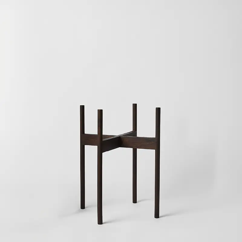 LBE Design Rounded Hardwood Plant Stand Darkened Teak 12 Inch | Heirloom Boulevard