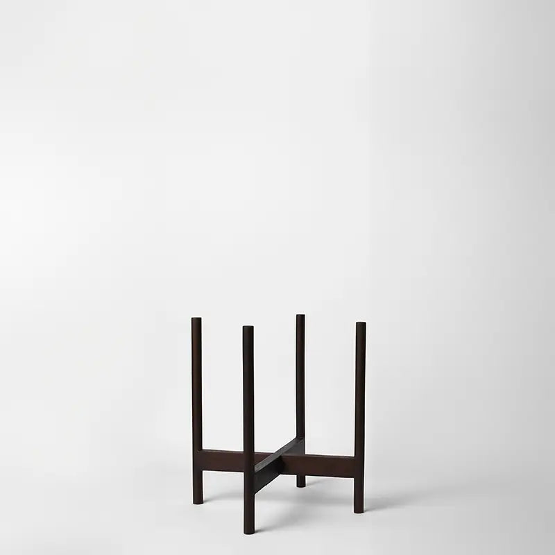 LBE Design Rounded Hardwood Plant Stand Darkened Teak 14 Inch | Heirloom Boulevard