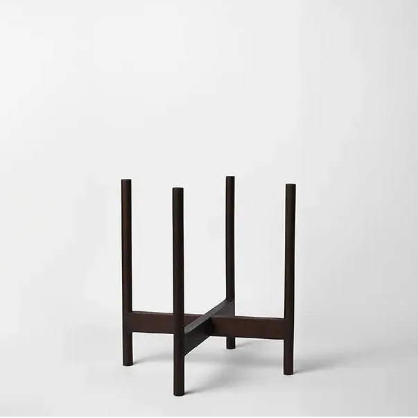 LBE Design Rounded Hardwood Plant Stand Darkened Teak 14 Inch | Heirloom Boulevard