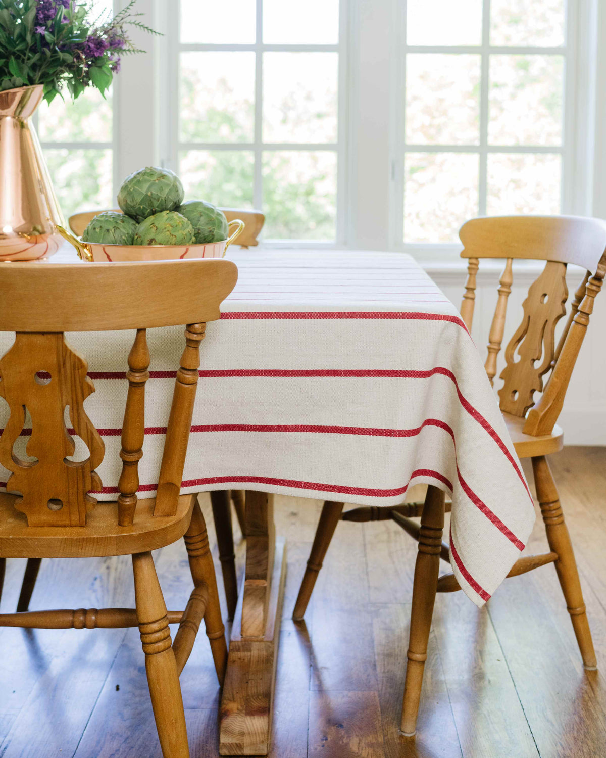Galley & Fen Red Stripe Linen Tablecloth | Heirloom Boulevard