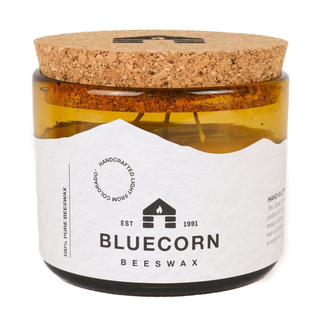 Pure Beeswax Candle in Blown Glass 22oz 3-Wick | Heirloom Boulevard