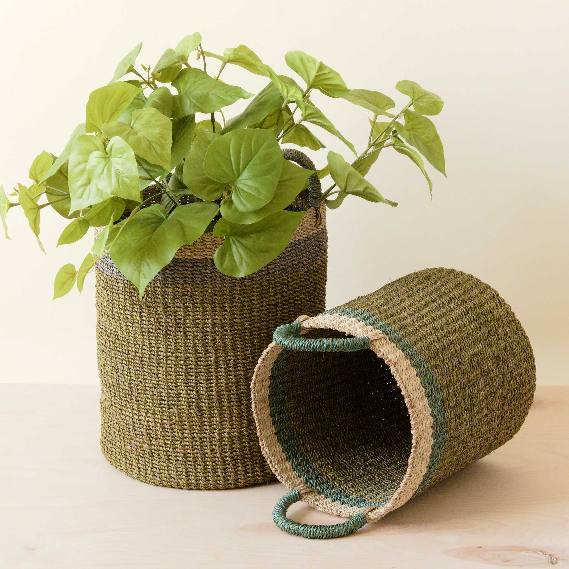 LIKHÂ Olive Baskets with Handle, set of 2 - Natural Baskets | LIKHÂ