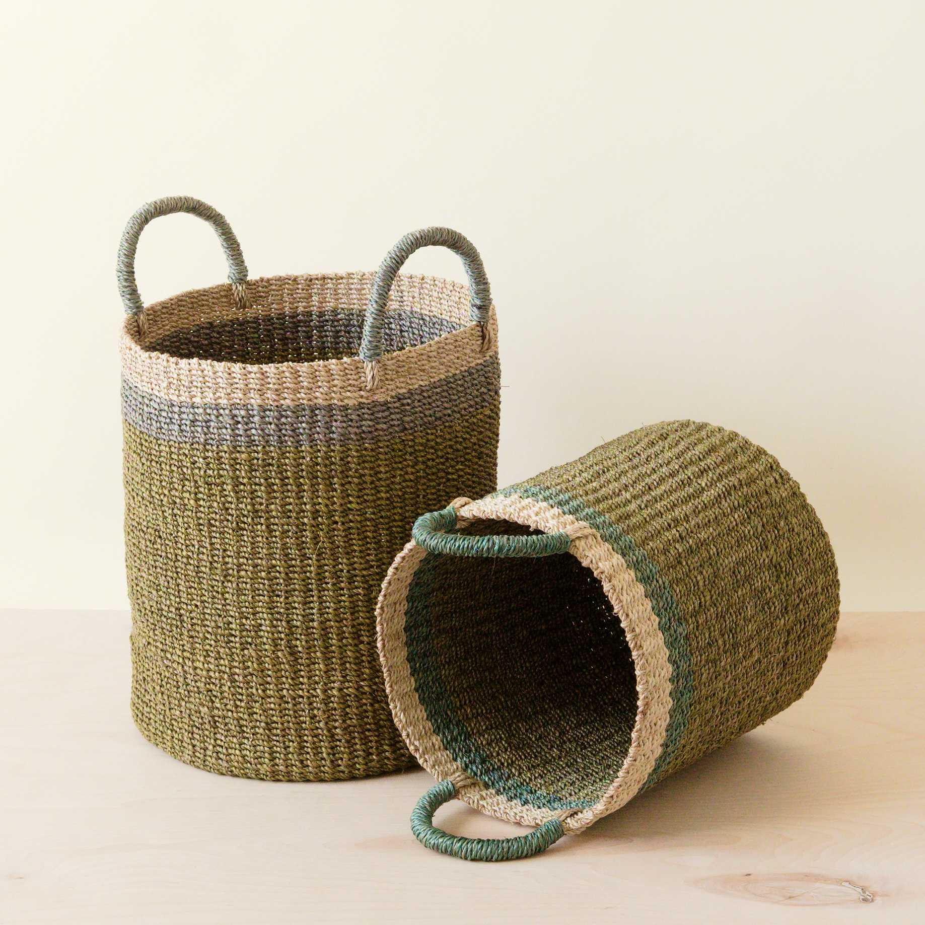 LIKHÂ Olive Baskets with Handle, set of 2 - Natural Baskets | LIKHÂ