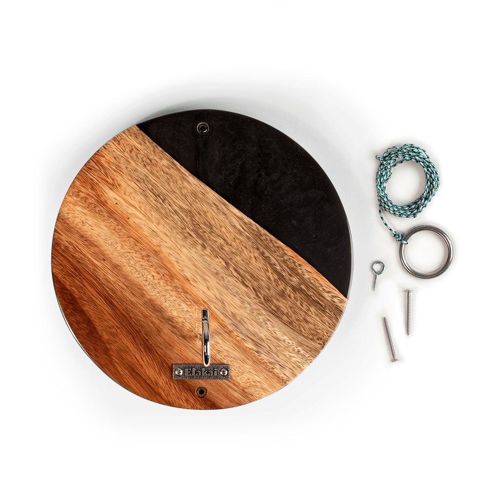 Elakai One of a Kind Black Epoxy Resin Live-Edge Wood Hook and Ring Toss Game | Heirloom Boulevard