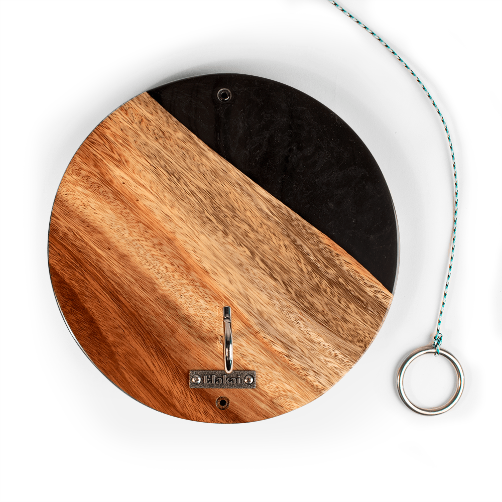 Elakai One of a Kind Black Epoxy Resin Live-Edge Wood Hook and Ring Toss Game | Heirloom Boulevard