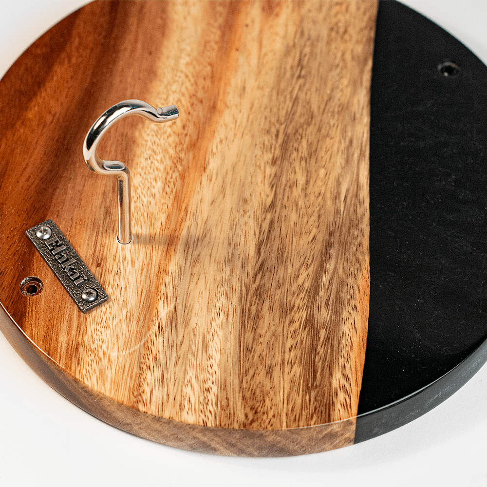 Elakai One of a Kind Black Epoxy Resin Live-Edge Wood Hook and Ring Toss Game | Heirloom Boulevard