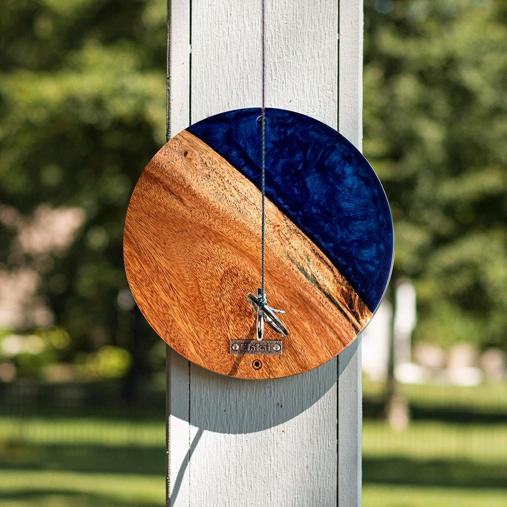 Elakai One of a Kind Blue Pearl Epoxy Resin Live-Edge Wood Hook and Ring Toss Game | Heirloom Boulevard
