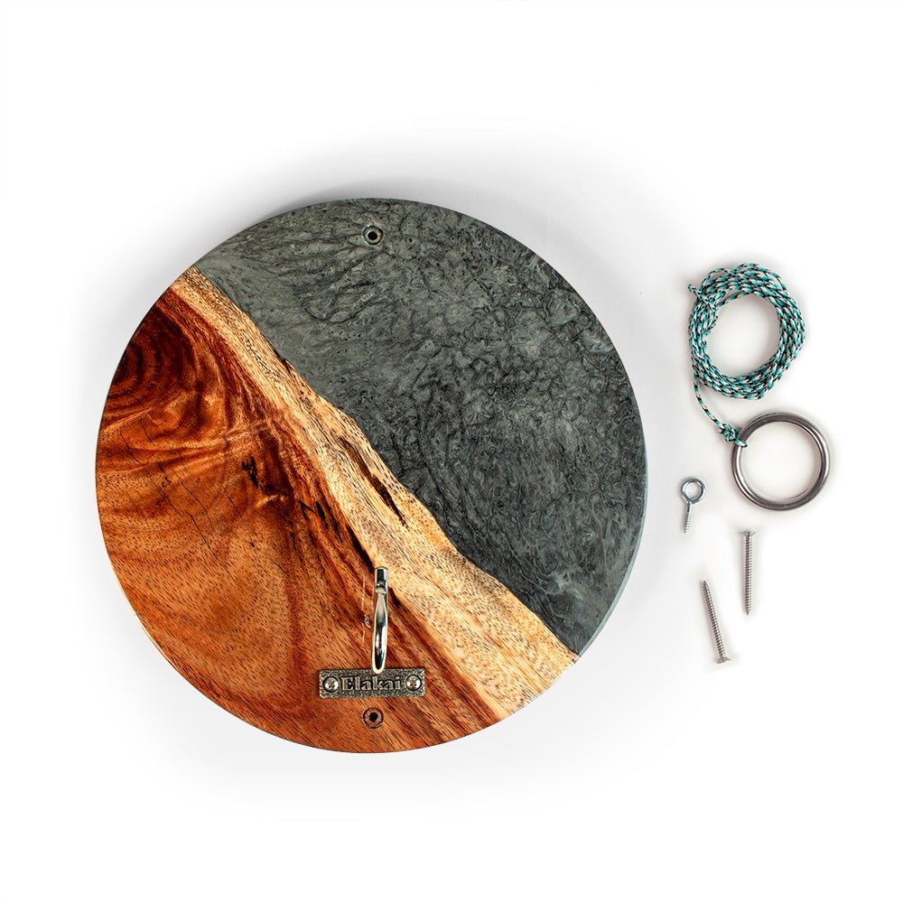 Elakai One of a Kind Gray Stone Epoxy Resin Live-Edge Wood Hook and Ring Toss Game | Heirloom Boulevard