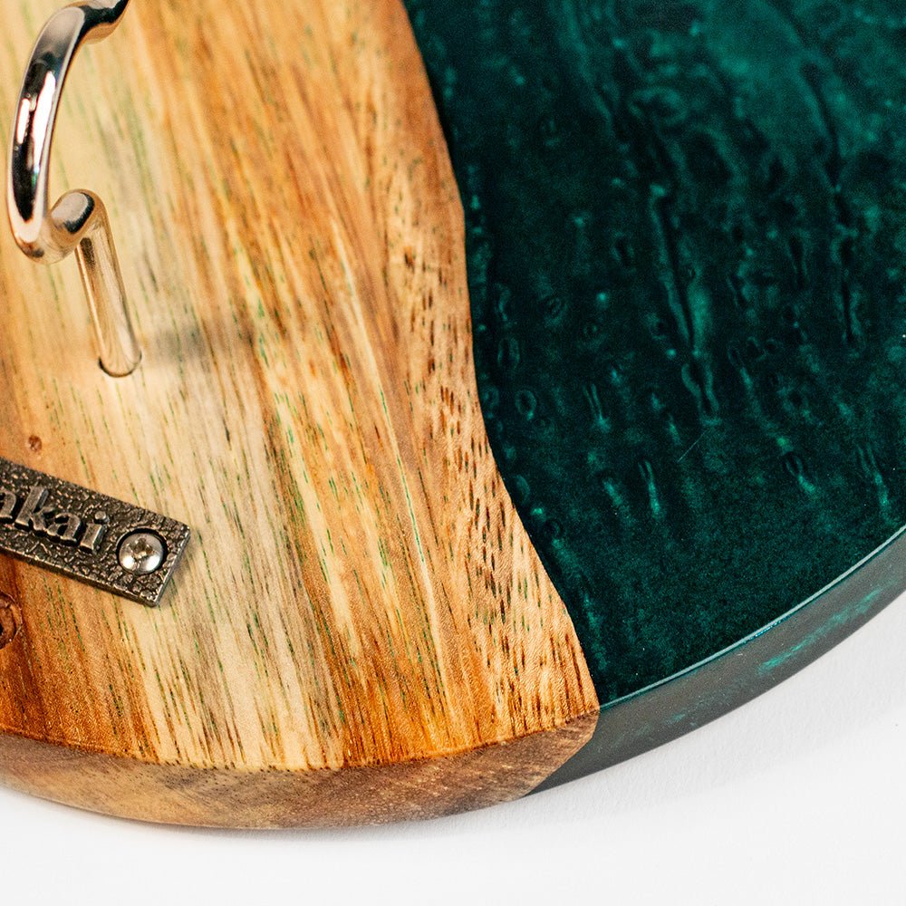 Elakai One of a Kind Green Pearl Epoxy Resin Live-Edge Wood Hook and Ring Toss Game | Heirloom Boulevard
