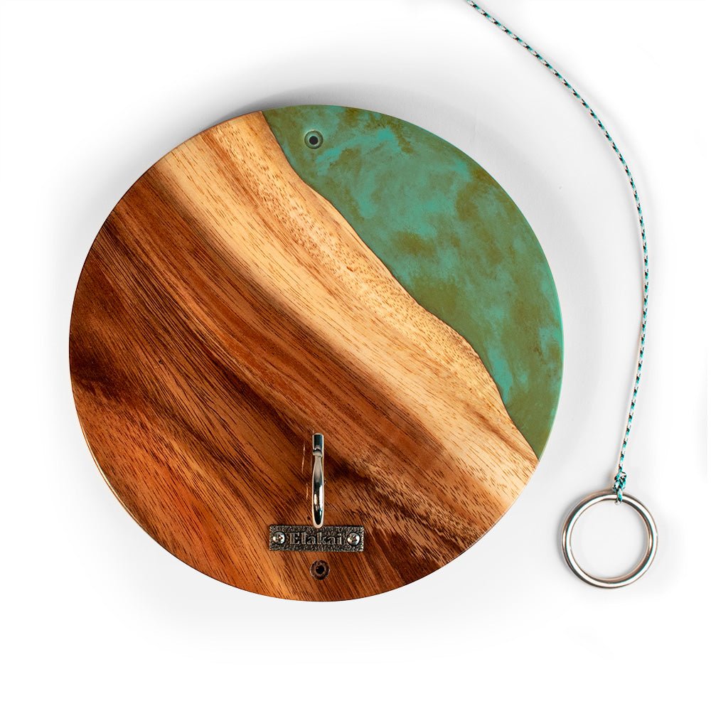 Elakai One of a Kind Teal and Orange Pearl Epoxy Resin Live-Edge Wood Hook and Ring Toss Game | Heirloom Boulevard