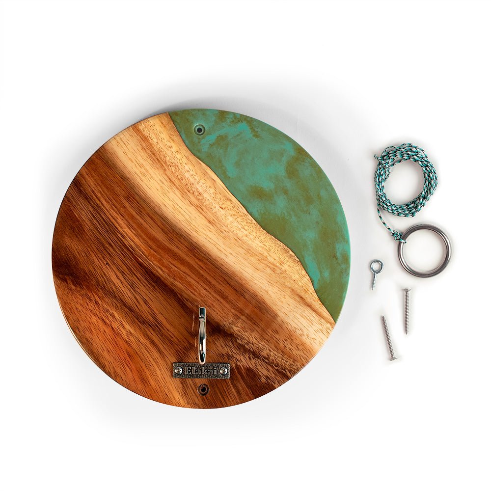 Elakai One of a Kind Teal and Orange Pearl Epoxy Resin Live-Edge Wood Hook and Ring Toss Game | Heirloom Boulevard